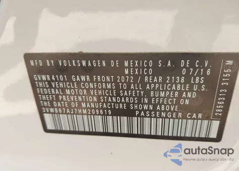 2017 Volkswagen Jetta 1.4T Se from USA, damaged, VIN 3VWB67AJ7HM209619